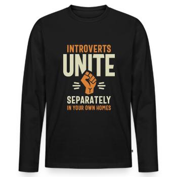 Les introvertis s’unissent séparément Citation amusante - T-shirt manches longues Premium bio Homme - noir - Devant - Nico (187cm)