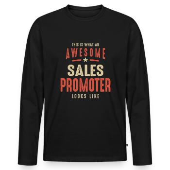Funny Awesome Sales Promoter Job Occupation - Men's Premium Organic Long Sleeve Shirt - black - Front - Nico (187cm)