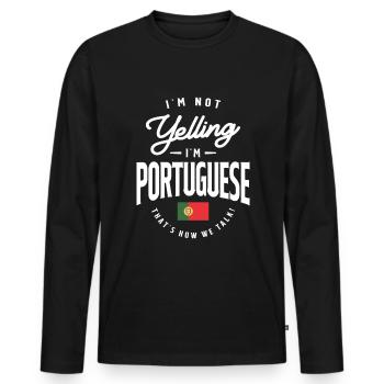 Je ne crie pas Je suis portugais Drôle de portugais Pr - T-shirt manches longues Premium bio Homme - noir - Devant - Nico (187cm)