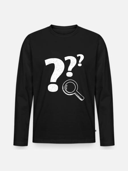 Fragezeichen Lupe - Männer Premium Bio Langarmshirt - Schwarz