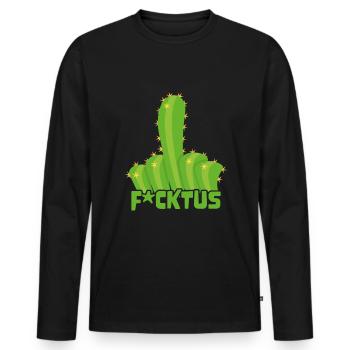 Ironic Succulent Sarcastic Funny Fucktus Cactus - Männer Premium Bio Langarmshirt - Schwarz - Vorne - Nico (187cm)