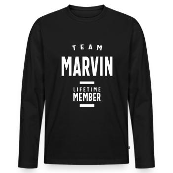 Team Marvin Lifetime Member Personalized Name - Men's Premium Organic Long Sleeve Shirt - black - Front - Nico (187cm)