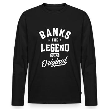 Nom personnalisé des banques - T-shirt manches longues Premium bio Homme - noir - Devant - Nico (187cm)