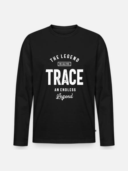 Trace Personalized Name - Men's Premium Organic Long Sleeve Shirt - black