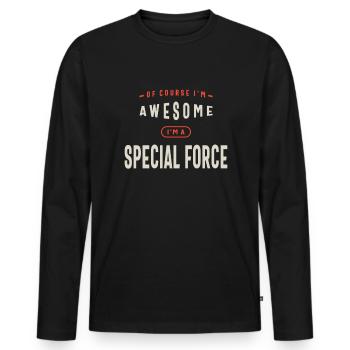 Force spéciale Occupation Travailleur d’anniversaire - T-shirt manches longues Premium bio Homme - noir - Devant - Nico (187cm)