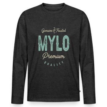 Genuine Mylo Funny Personalized Name - Men's Premium Organic Long Sleeve Shirt - heather anthracite - Front - Nico (187cm)