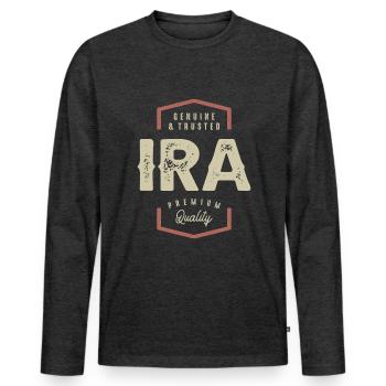 Genuine Ira Funny Personalized Name - Men's Premium Organic Long Sleeve Shirt - heather anthracite - Front - Nico (187cm)
