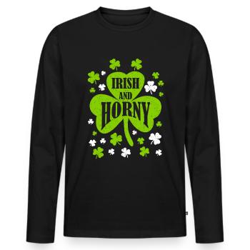 Irish and Horny Saint Patrick‘s Day Party - Männer Premium Bio Langarmshirt - Schwarz - Vorne - Nico (187cm)