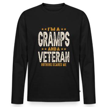 I'm a Gramps and a Veteran - Dad Grandpa - Men's Premium Organic Long Sleeve Shirt - black - Front - Nico (187cm)