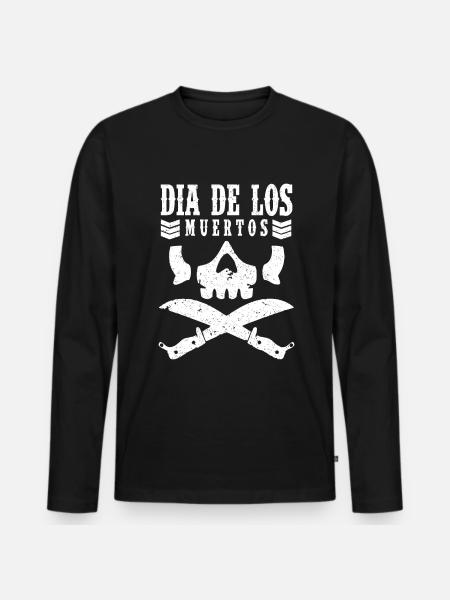 Dia de los Muertos Skull - Men's Premium Organic Long Sleeve Shirt - black