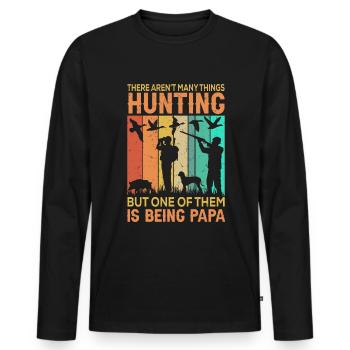 Father and son hunt hunter saying - Men's Premium Organic Long Sleeve Shirt - black - Front - Nico (187cm)