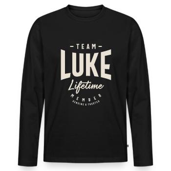 Team Luke Lifetime Member Personalized Name - Men's Premium Organic Long Sleeve Shirt - black - Front - Nico (187cm)