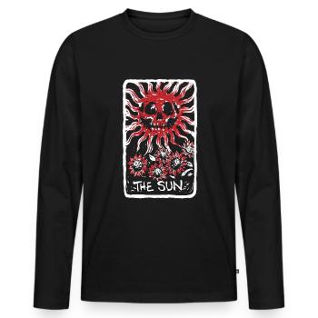 The Sun Blood Red Skeleton Skull Tarot Card - Männer Premium Bio Langarmshirt - Schwarz - Vorne - Nico (187cm)