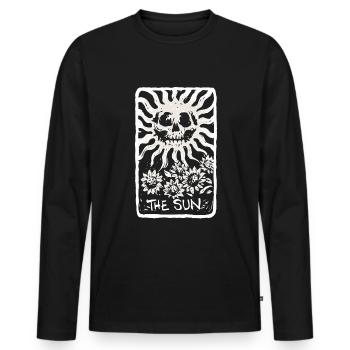 The Sun Skeleton Skull Tarot Card - Männer Premium Bio Langarmshirt - Schwarz - Vorne - Nico (187cm)