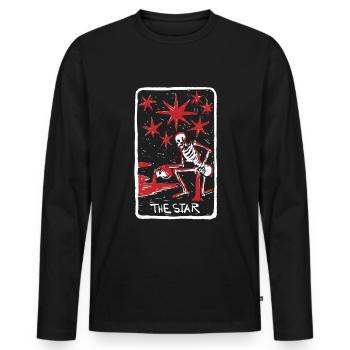 The Star Blood Red Skeleton Skull Tarot Card - Männer Premium Bio Langarmshirt - Schwarz - Vorne - Nico (187cm)