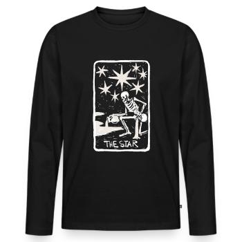 The Star Skeleton Skull Tarot Card - Männer Premium Bio Langarmshirt - Schwarz - Vorne - Nico (187cm)