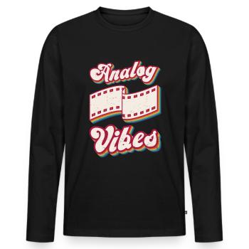 Retro Photographer Vintage Analog Vibes - Männer Premium Bio Langarmshirt - Schwarz - Vorne - Nico (187cm)