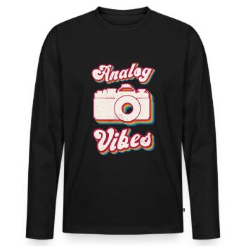 Retro Photographer Vintage Analog Vibes - Männer Premium Bio Langarmshirt - Schwarz - Vorne - Nico (187cm)