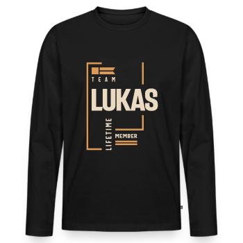Lukas Personalized Name - Funny Lukas - Men's Premium Organic Long Sleeve Shirt - black - Front - Nico (187cm)