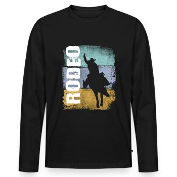 Rodeo Vintage Retro Rodeo Rider - Men's Premium Organic Long Sleeve Shirt - black - Front - Nico (187cm)