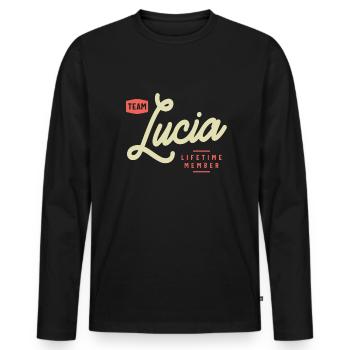 Lucia Name Personalized Birthday Name Lucia - Men's Premium Organic Long Sleeve Shirt - black - Front - Nico (187cm)