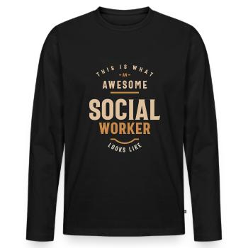 Social Worker - Men's Premium Organic Long Sleeve Shirt - black - Front - Nico (187cm)