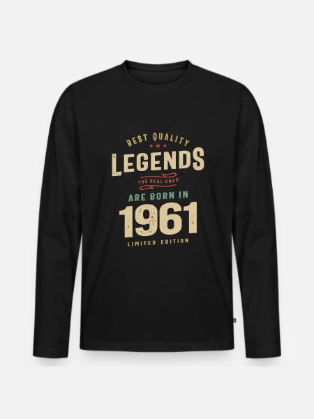 1961 Birthday 62 Years Old - Men's Premium Organic Long Sleeve Shirt - black