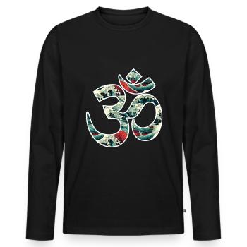 Cosmic Resonance: The Sacred Om - Men's Premium Organic Long Sleeve Shirt - black - Front - Nico (187cm)