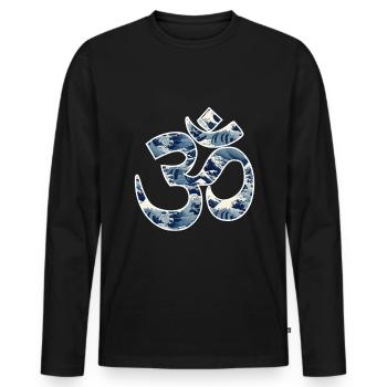Cosmic Resonance: The Sacred Om - Men's Premium Organic Long Sleeve Shirt - black - Front - Nico (187cm)