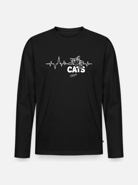 Heart Beat Cats - Men's Premium Organic Long Sleeve Shirt - black