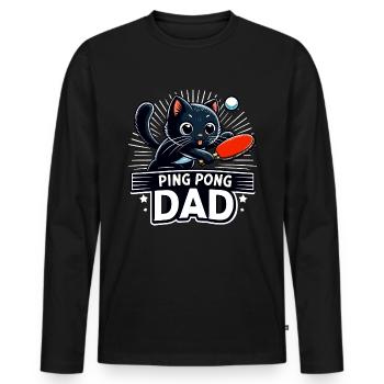 Table Tennis Katze Pingpong Black Cat Dad Outfit - T-shirt manches longues Premium bio Homme - noir - Devant - Nico (187cm)