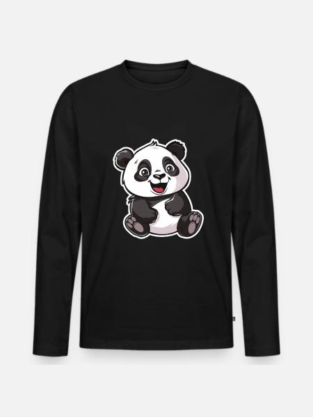 Exuberant Panda Buddy Sticker - Men's Premium Organic Long Sleeve Shirt - black