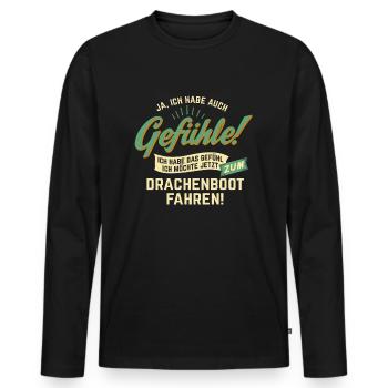 Gefuehle - ich moechte Sport - Drachenboot! - - Männer Premium Bio Langarmshirt - Schwarz - Vorne - Nico (187cm)