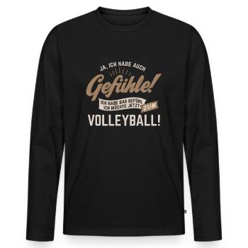 Gefuehle - ich moechte Sport - Volleyball! - - Männer Premium Bio Langarmshirt - Schwarz - Vorne - Nico (187cm)