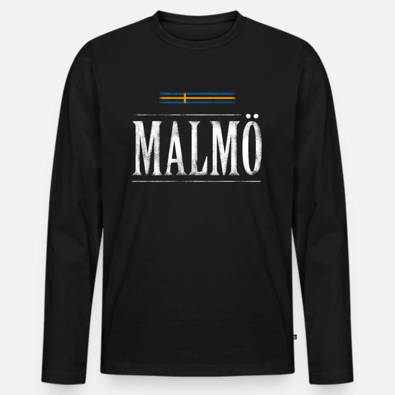 Malmö - Männer Premium Bio Langarmshirt - Schwarz