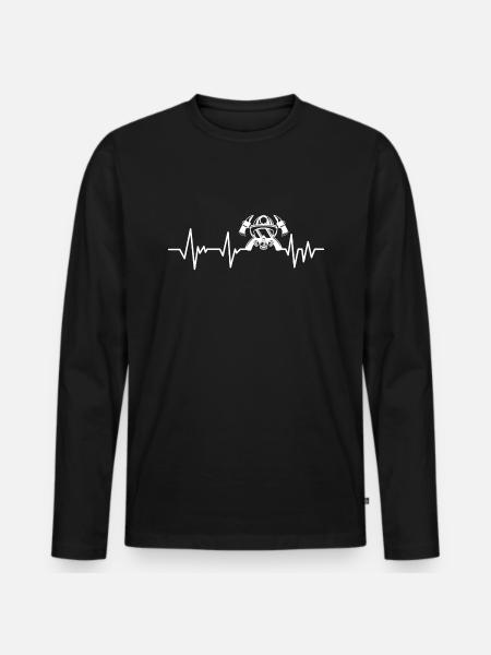 firefighter firefighter heartbeat - Men's Premium Organic Long Sleeve Shirt - black