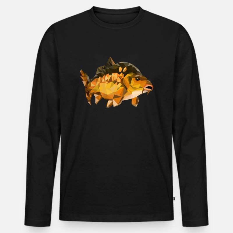 Karpfen Polygon - Männer Premium Bio Langarmshirt - Schwarz