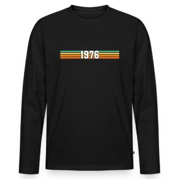 cadeau retro 1976 - T-shirt manches longues Premium bio Homme - noir - Devant - Nico (187cm)