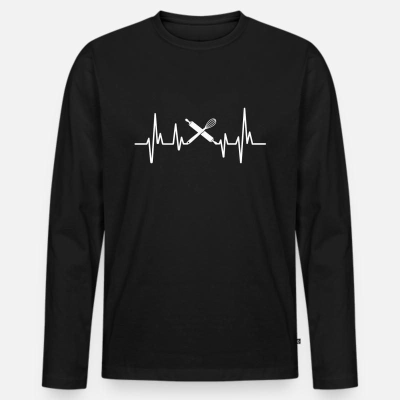 Bäcker Bäcker Herzschlag - Männer Premium Bio Langarmshirt - Schwarz