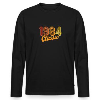 classic 1984 made in 1984 - Männer Premium Bio Langarmshirt - Schwarz - Vorne - Nico (187cm)