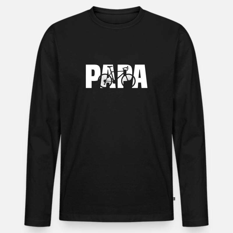 Papa Radfahrer - Männer Premium Bio Langarmshirt - Schwarz