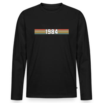 retro 1984 gift born in 1984 - Men's Premium Organic Long Sleeve Shirt - black - Front - Nico (187cm)