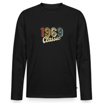 classic 1969 retro t shirt 1969 - T-shirt manches longues Premium bio Homme - noir - Devant - Nico (187cm)