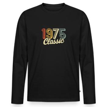 classic 1975 made in 1975 - Männer Premium Bio Langarmshirt - Schwarz - Vorne - Nico (187cm)