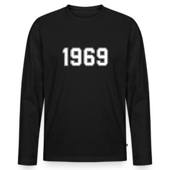 t-shirt 1969 anniversaire 1969 - T-shirt manches longues Premium bio Homme - noir - Devant - Nico (187cm)