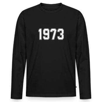 T-Shirt 1973 Geschenk Geboren 1973 - Männer Premium Bio Langarmshirt - Schwarz - Vorne - Nico (187cm)