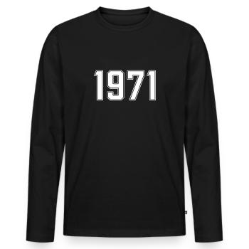 T-Shirt 1971 Geschenk geboren 1971 - Männer Premium Bio Langarmshirt - Schwarz - Vorne - Nico (187cm)