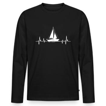 Herzschlag Segelsegel Sailboat - Männer Premium Bio Langarmshirt - Schwarz - Vorne - Nico (187cm)