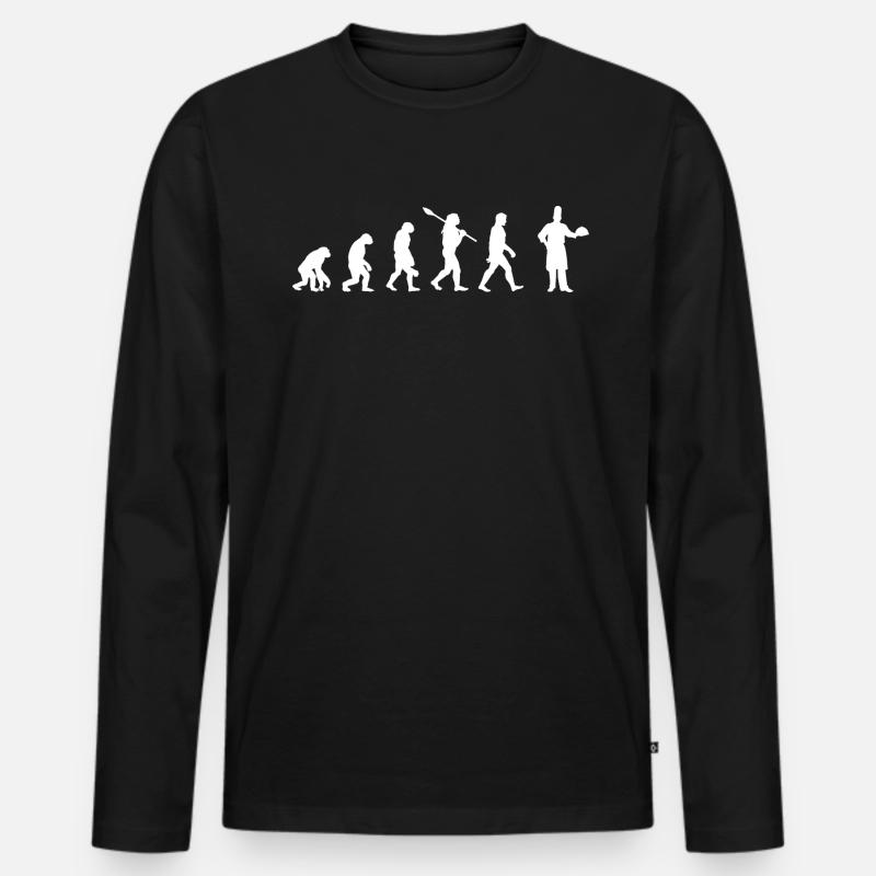 Koch - Evolution des Menschen / Darwin - Männer Premium Bio Langarmshirt - Schwarz