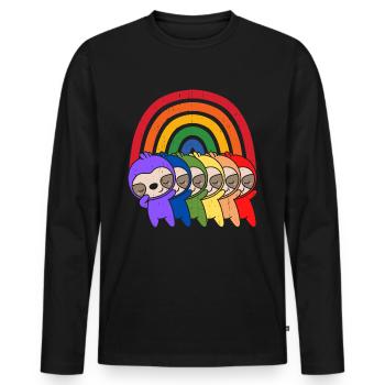Bunte Regenbogen Faultiere - Männer Premium Bio Langarmshirt - Schwarz - Vorne - Nico (187cm)